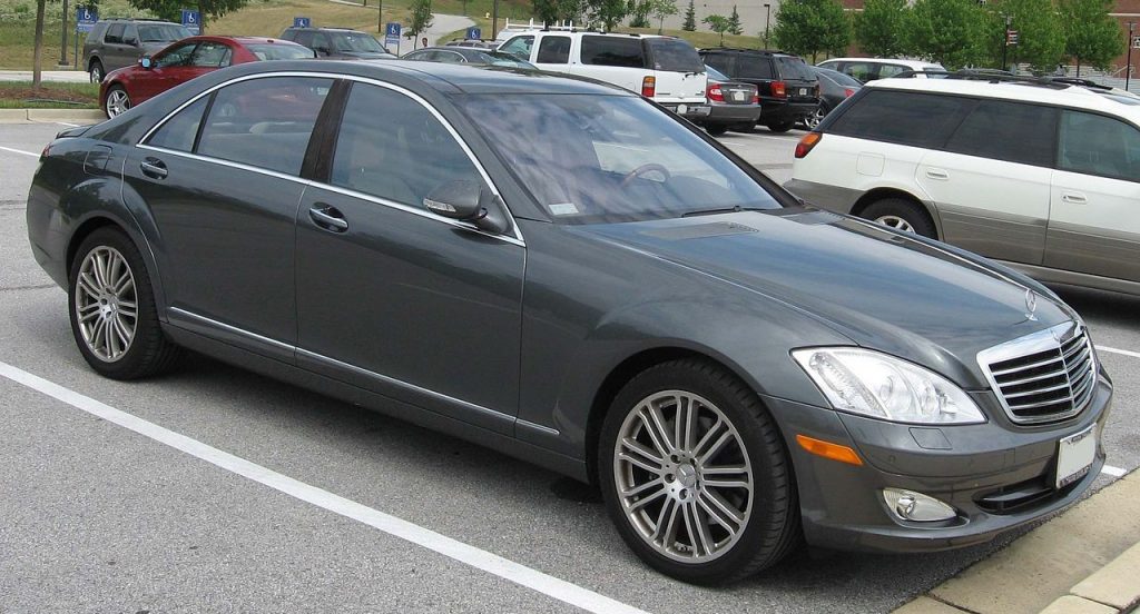 Used, grey Mercedes-Benz S-Class car on OEM alloy wheels, model W221