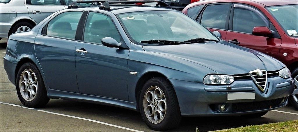 Used, blue Alfa Romeo 156. Pre-facelift model