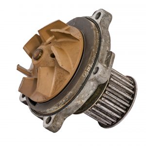 Worn out water pump dismounted from the vehicle engine cooling system